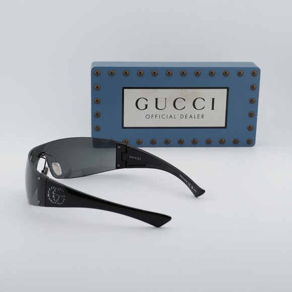 Gucci GG1958S 001 Shield Sunglasses - Ruthenium/Grey main image 7